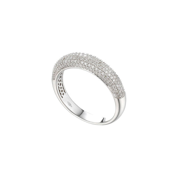 Criss Cross 3-Rows Baguette Diamonds Ring in 18K Gold - Kura Jewellery