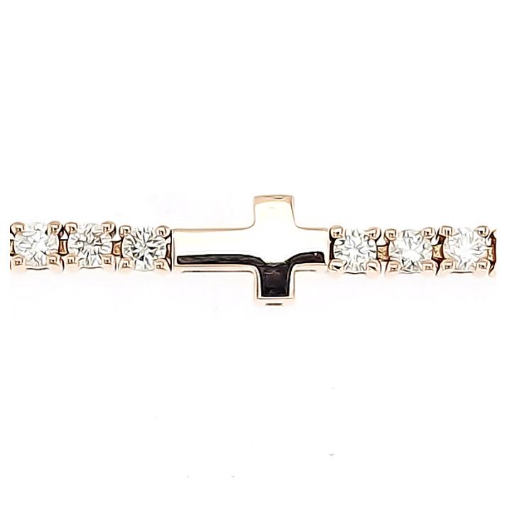 Diamond Tennis Bracelet with Cross Element White Diamond 3mm in 18K Gold