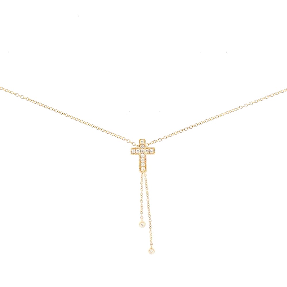 Cross with Dangling Chain Necklace in 18k Gold - Kura Jewellery