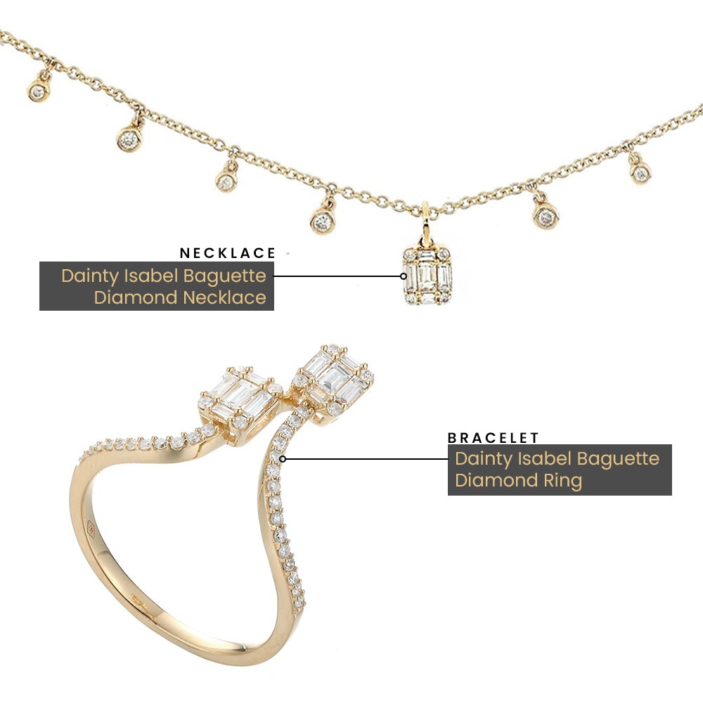 Dainty Isabel Baguette Diamond Necklace in 18k Gold - Kura Jewellery