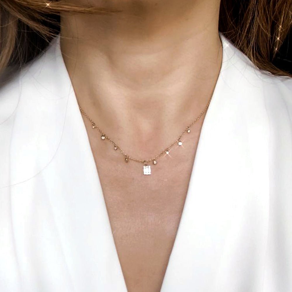 Dainty Isabel Baguette Diamond Necklace & Ring in 18k Gold - Kura Jewellery
