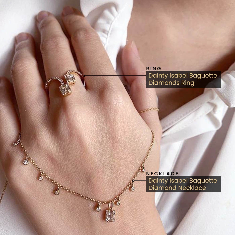 Dainty Isabel Baguette Diamonds Ring in 18K Gold - Kura Jewellery