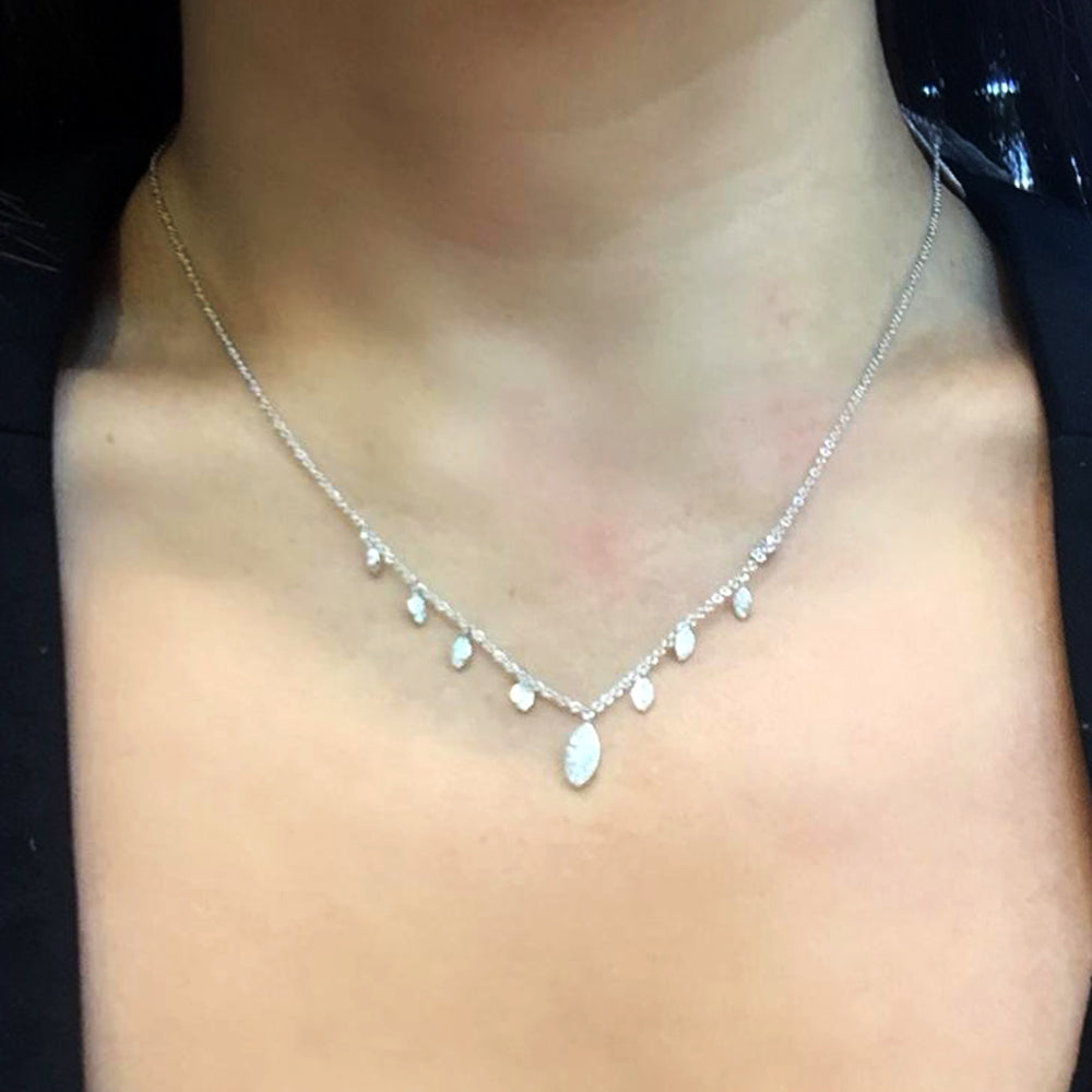 Dainty Marquise Diamond Necklace in 18K Gold