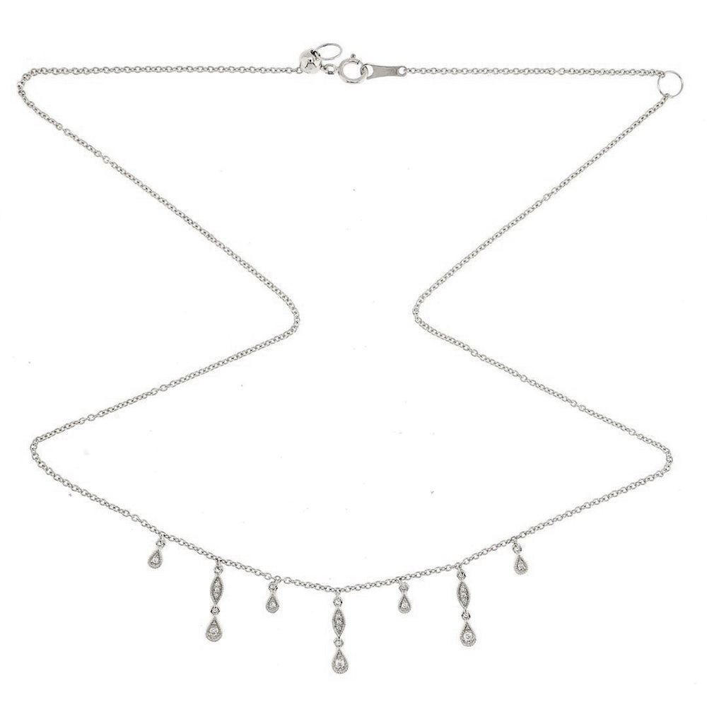 Dainty Rain Drop Diamonds Necklace in 18K Gold - Kura Jewellery