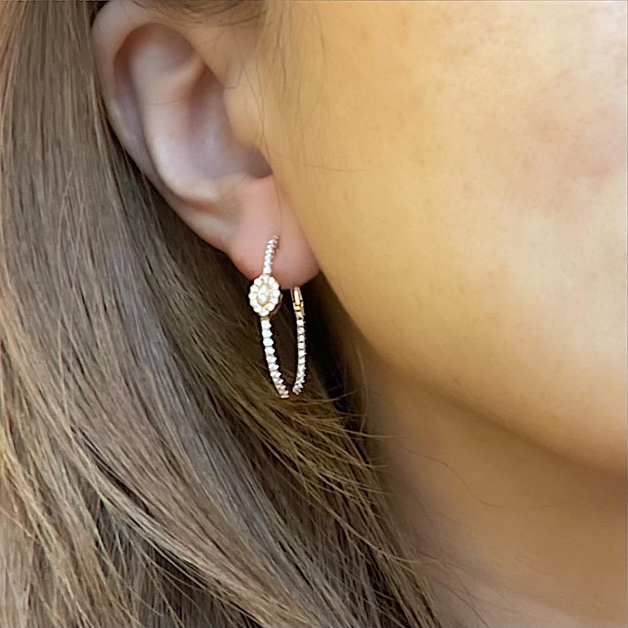 Daisy Fancy Hoop Earrings with Diamonds in 18K Gold - Kura Jewellery