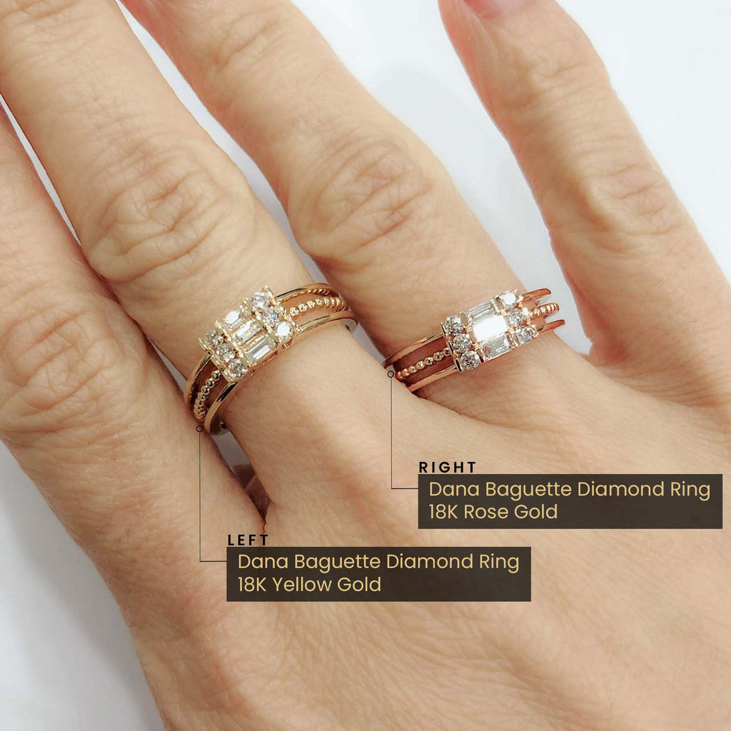 Dana Baguette Diamond Ring in 18K Gold - Kura Jewellery