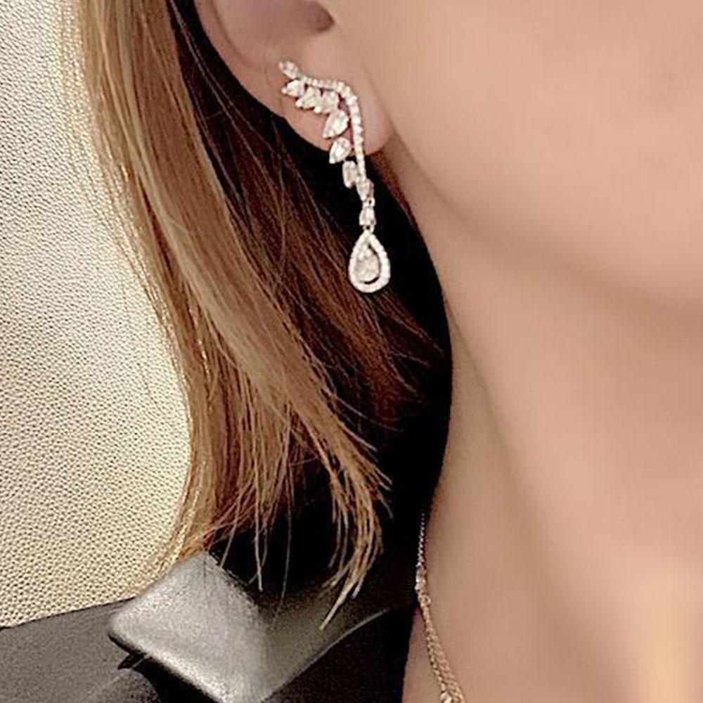Demi Cuff Dangling Diamond Earrings set in 18K White Gold - Kura Jewellery