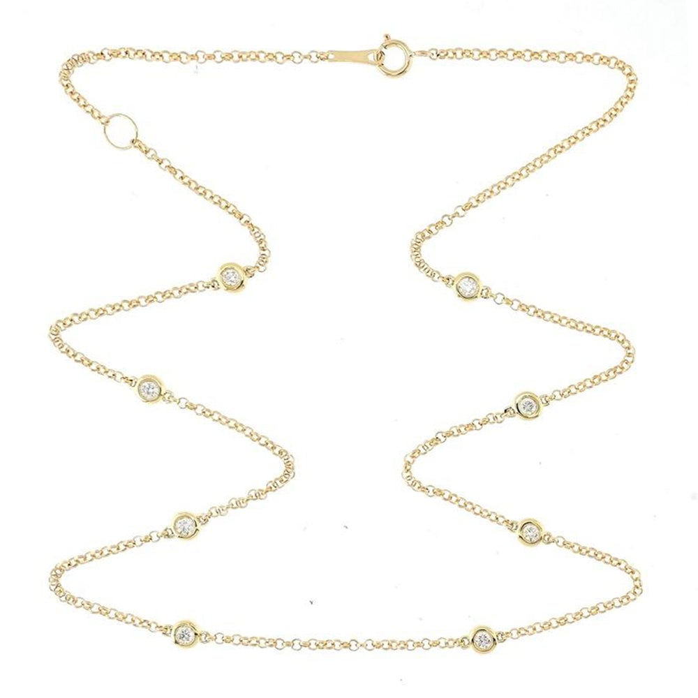 Diamond by the Yard Medium Bezel Setting Diamond Necklace in 18k Gold - Kura Jewellery