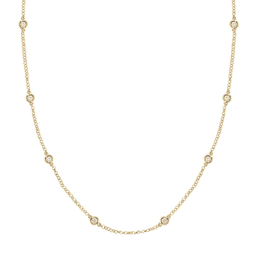 Diamond by the Yard Medium Bezel Setting Diamond Necklace in 18k Gold - Kura Jewellery