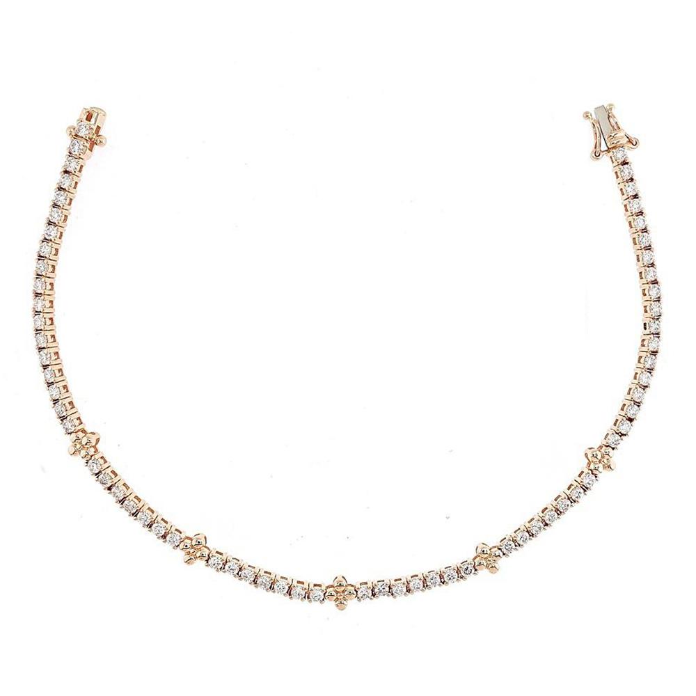 Diamond Tennis Bracelet with Clovers element in 18K Gold - Kura Jewellery