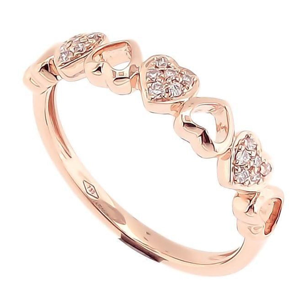 Diamonds and Open Heart Stackable Ring in 18K Gold - Kura Jewellery