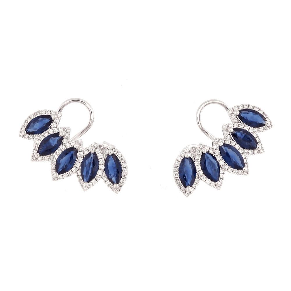 Dita Cuff Earring Blue Sapphire and Diamonds in 18K White Gold - Kura Jewellery
