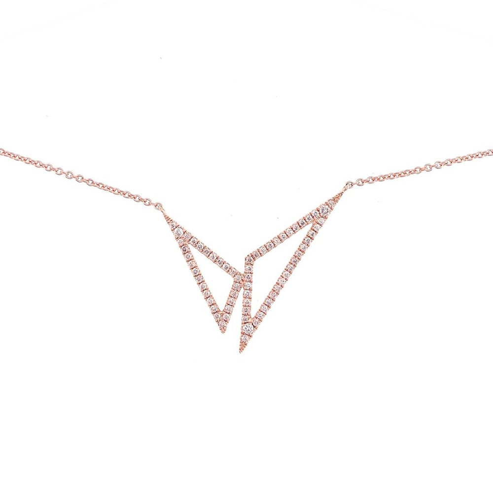 Double Triangle Diamonds Necklace in 18K Gold - Kura Jewellery