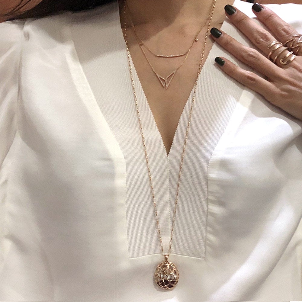 Double Triangle Diamonds Necklace in 18K Gold - Kura Jewellery
