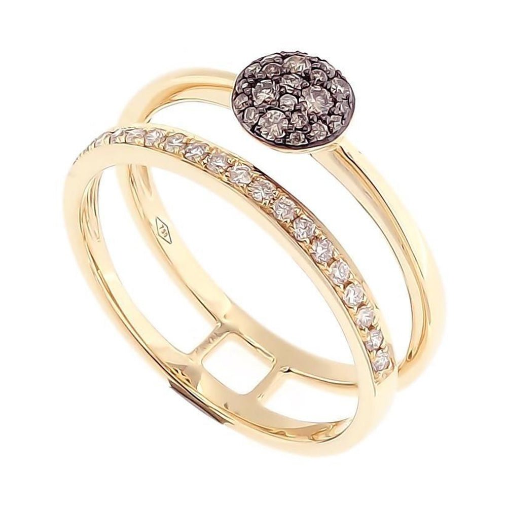 Eclipse Pavé Diamonds Duo Ring in 18K Gold - Kura Jewellery