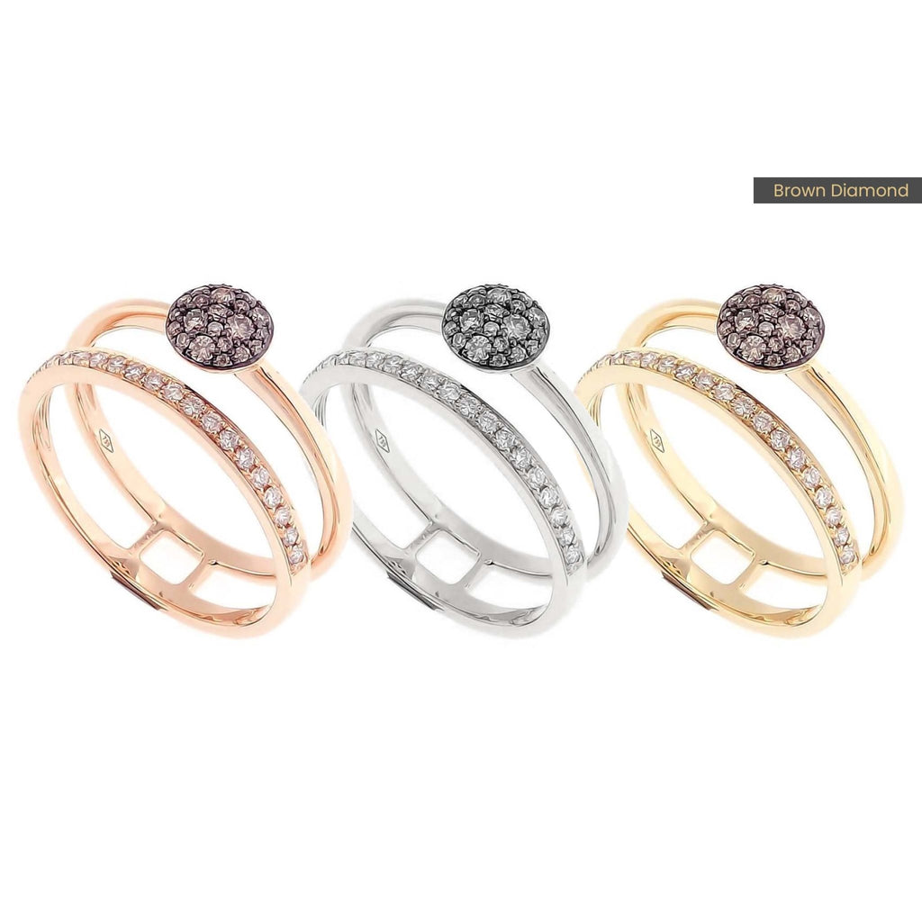 Eclipse Pavé Diamonds Duo Ring in 18K Gold - Kura Jewellery