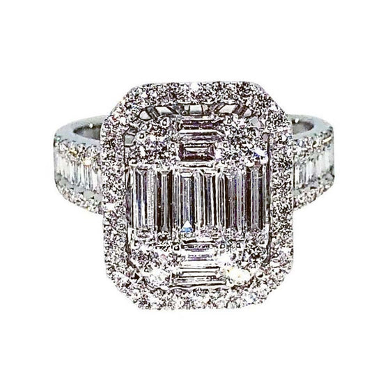 Elizabeth Baguette Diamond Ring in 18K White Gold - Kura Jewellery