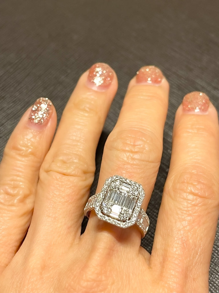 Elizabeth Baguette Diamond Ring in 18K White Gold - Kura Jewellery