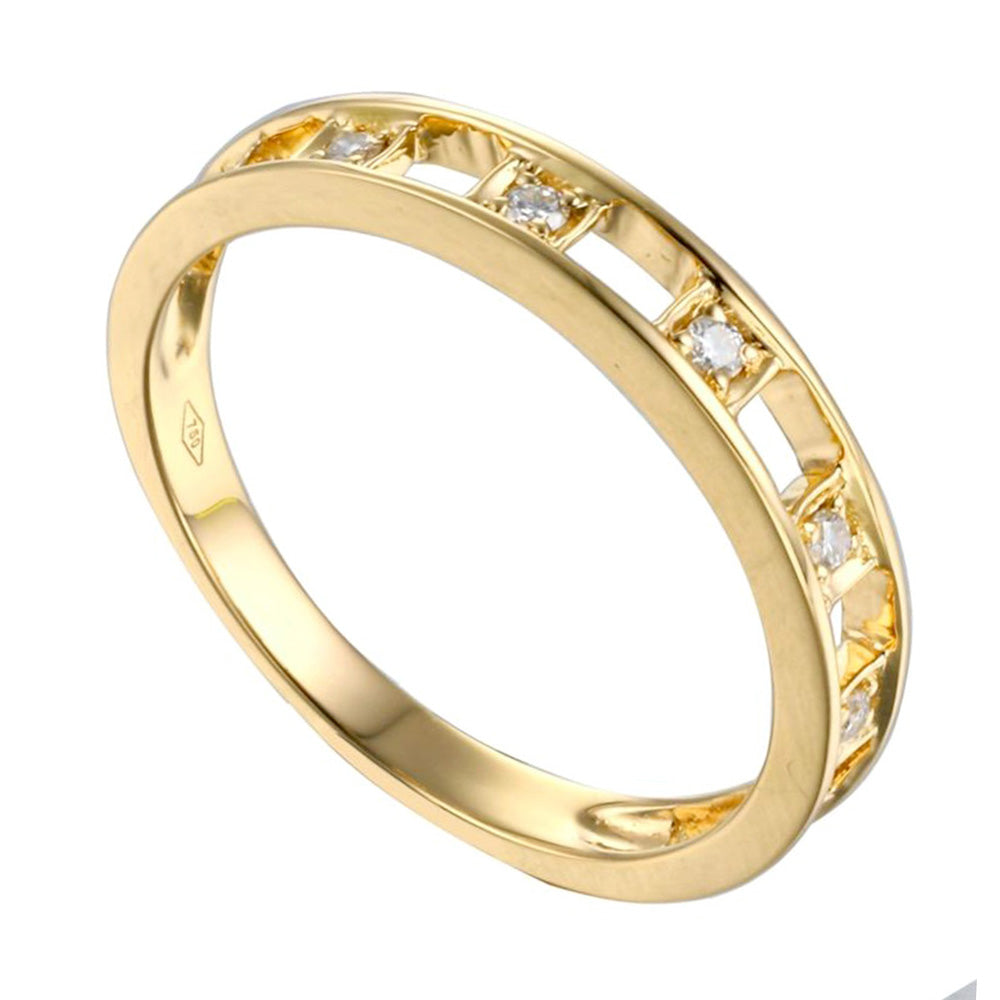 Ellie Bar White Diamonds Eternity Half Stackable Ring in 18K Gold
