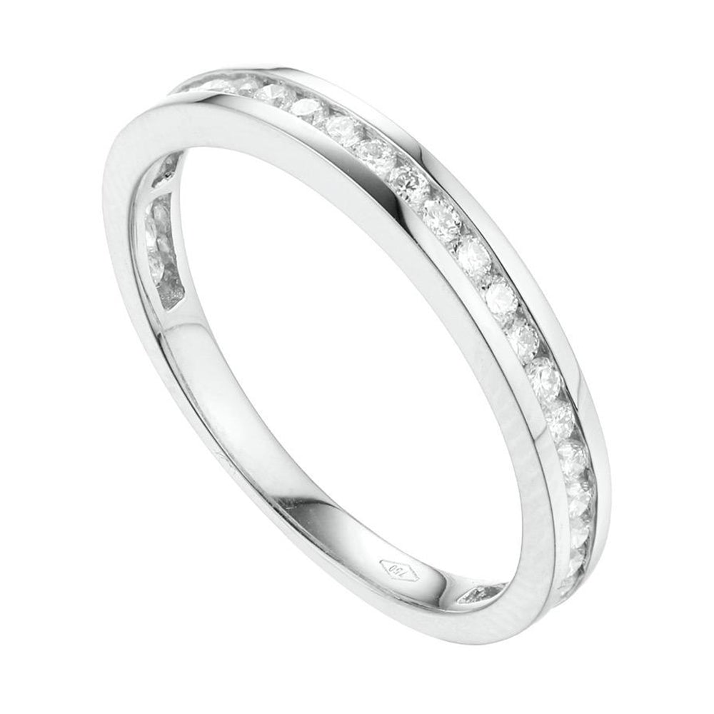 Emy Pavé Diamonds Half-Back Eternity Stackable Ring in 18K Gold - Kura Jewellery