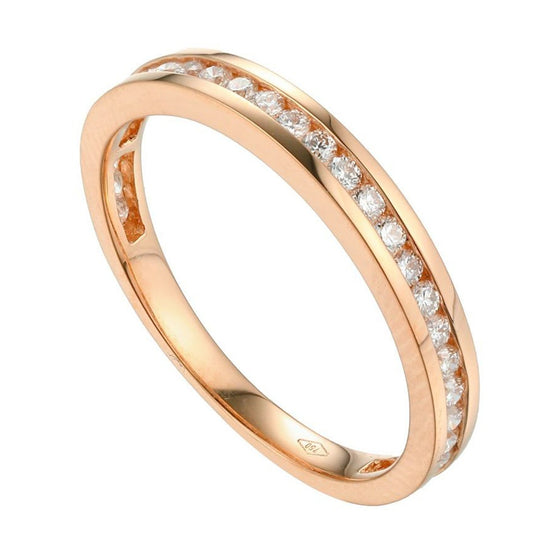 Emy Pavé Diamonds Half-Back Eternity Stackable Ring in 18K Gold - Kura Jewellery
