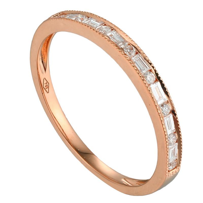 Eternity Half Baguette Diamonds stackable Ring in 18Karat Gold - Kura Jewellery