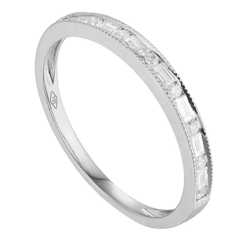 Eternity Half Baguette Diamonds stackable Ring in 18Karat Gold - Kura Jewellery