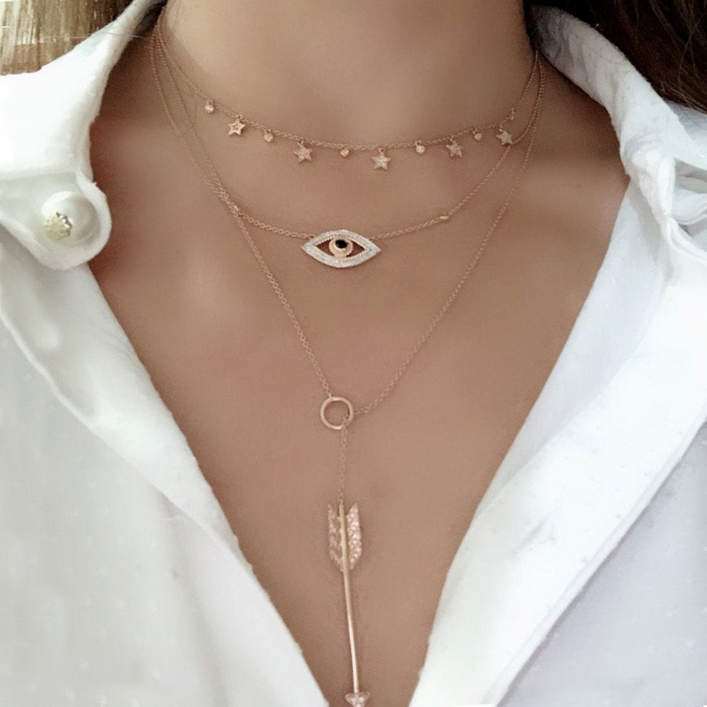 Shop Evil Eye Necklace with Blue Sapphire and Diamonds in 18K Rose