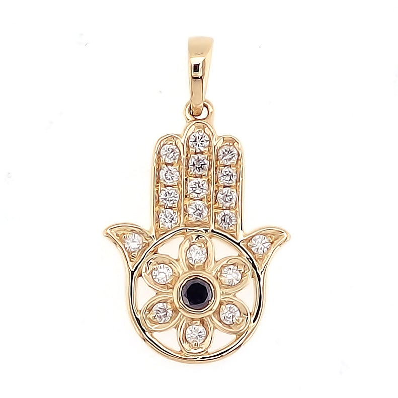 Fatima Hand Pendant with Diamonds - Kura Jewellery