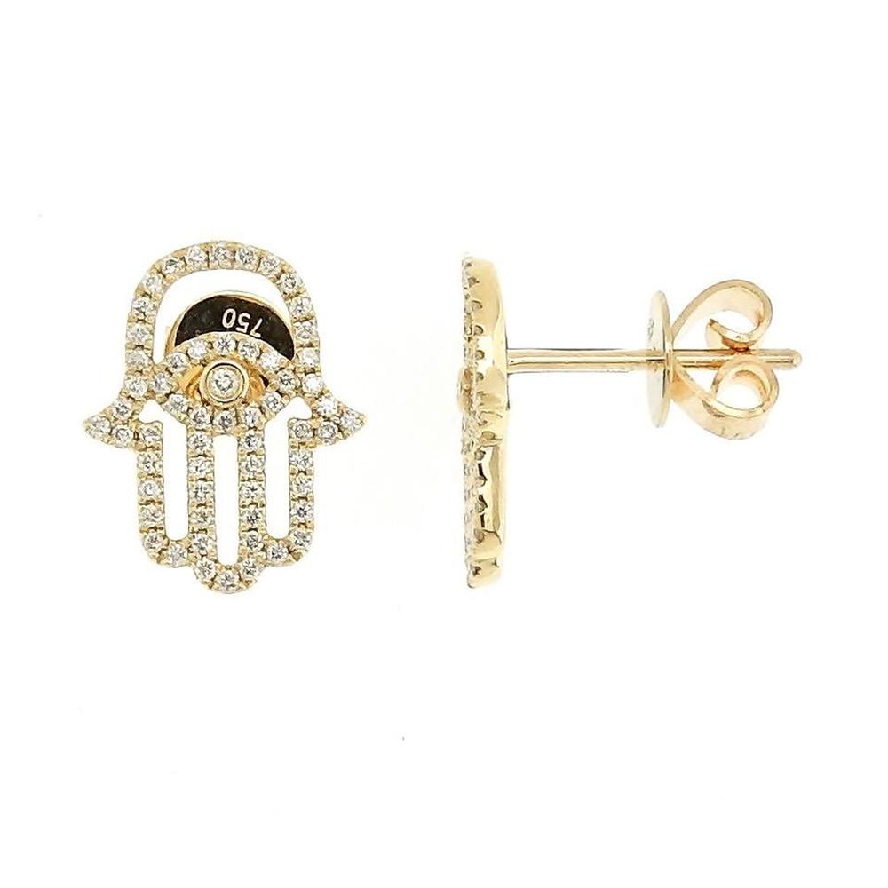 Fatima Hand Stud Earrings with Diamonds in 18K Rose Gold - Kura Jewellery