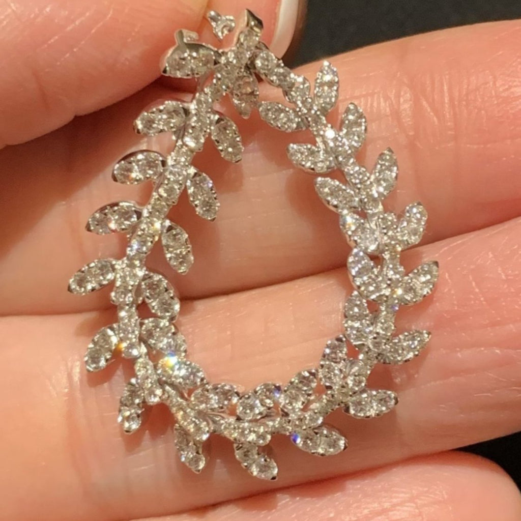 Fern Diamond Earrings- dual function in 18K White Gold