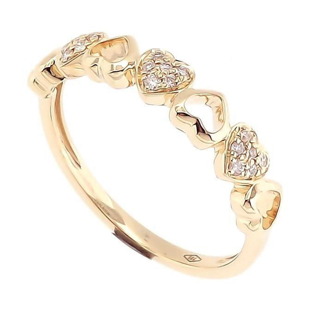 Diamonds and Open Heart Stackable Ring in 18K Gold