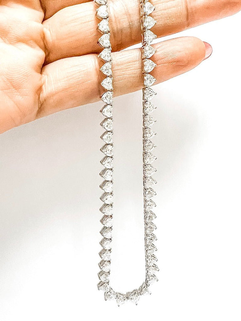 Heart Shape Diamond Tennis Necklace in 18k Solid Gold - Kura Jewellery