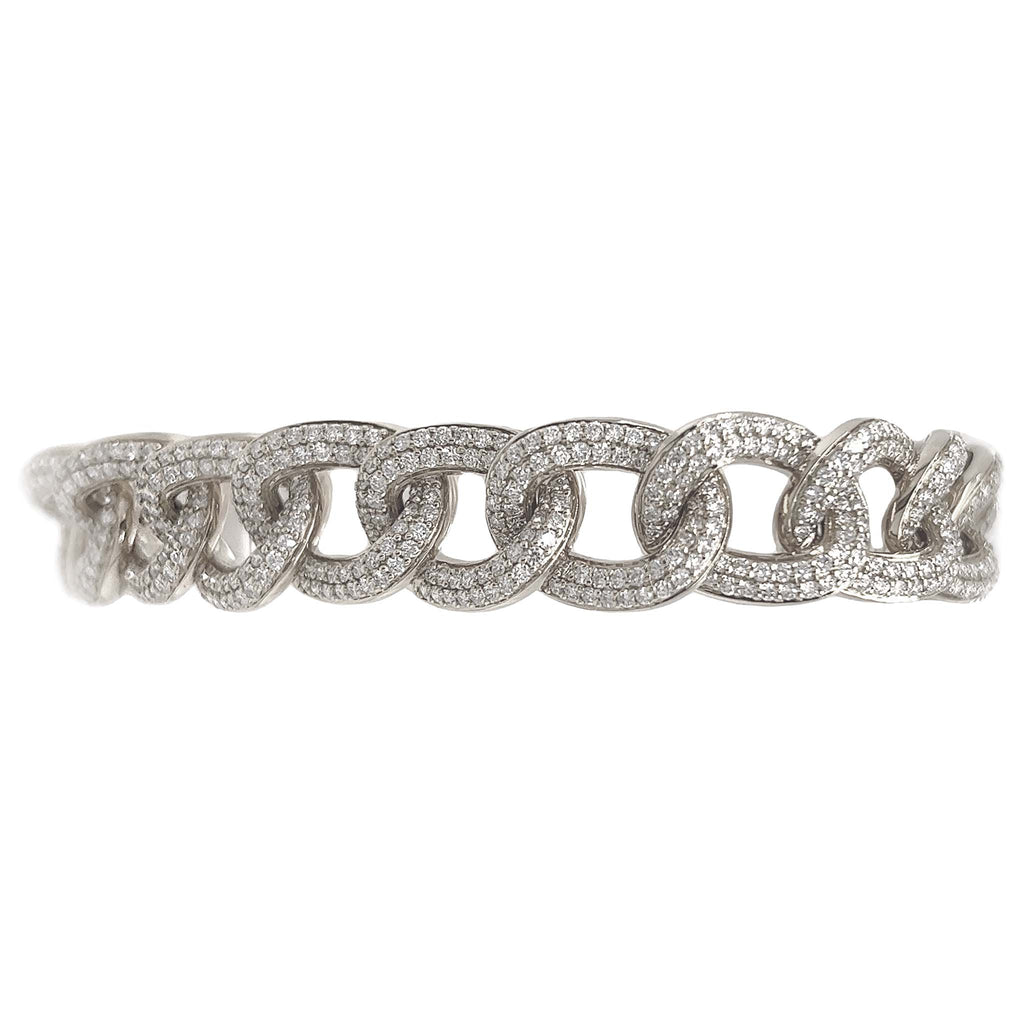 Interlink Chain Diamond Bold Bracelet in 18K White Gold - Kura Jewellery
