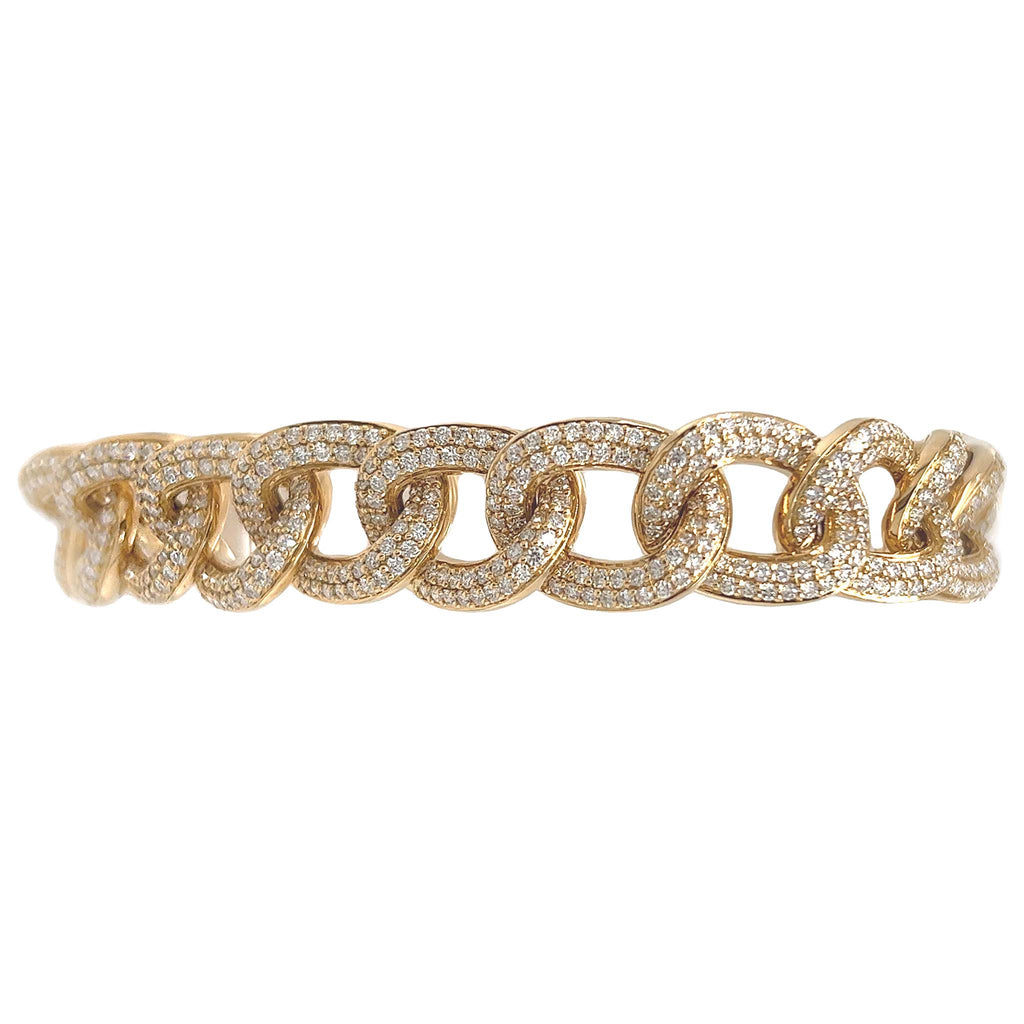 Interlink Chain Diamond Bold Bracelet in 18K Yellow Gold - Kura Jewellery