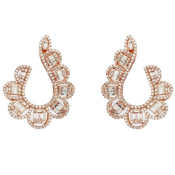Isabel Baguette Diamond Hoop Earrings in 18K Rose Gold - Kura Jewellery