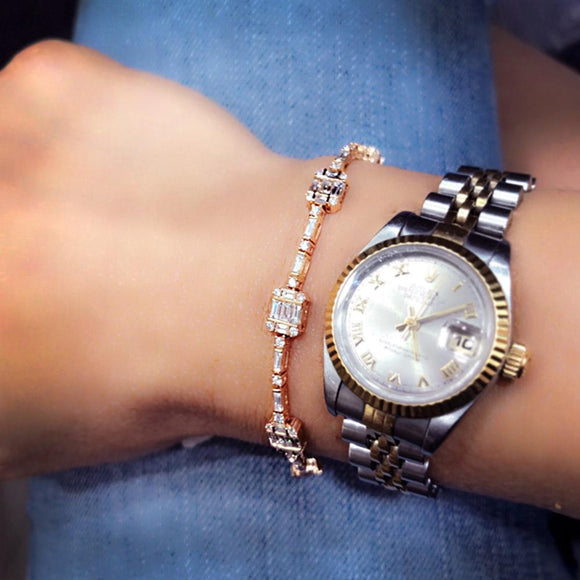 Isabel Baguette Diamonds Bracelet in 18K Rose Gold - Kura Jewellery