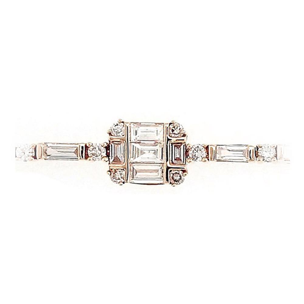 Isabel Baguette Diamonds Bracelet in 18K Rose Gold - Kura Jewellery
