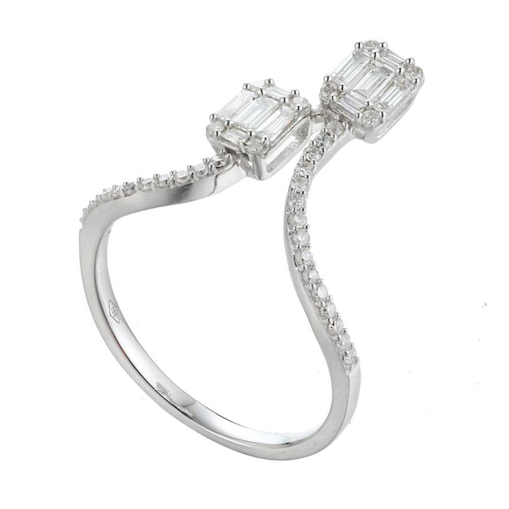 Isabel Baguette Diamonds Drop Ring in 18K Gold - Kura Jewellery