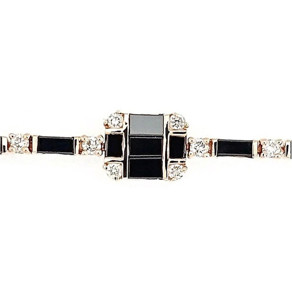 Isabel Black Baguette Diamonds Bracelet in 18K Rose Gold - Kura Jewellery