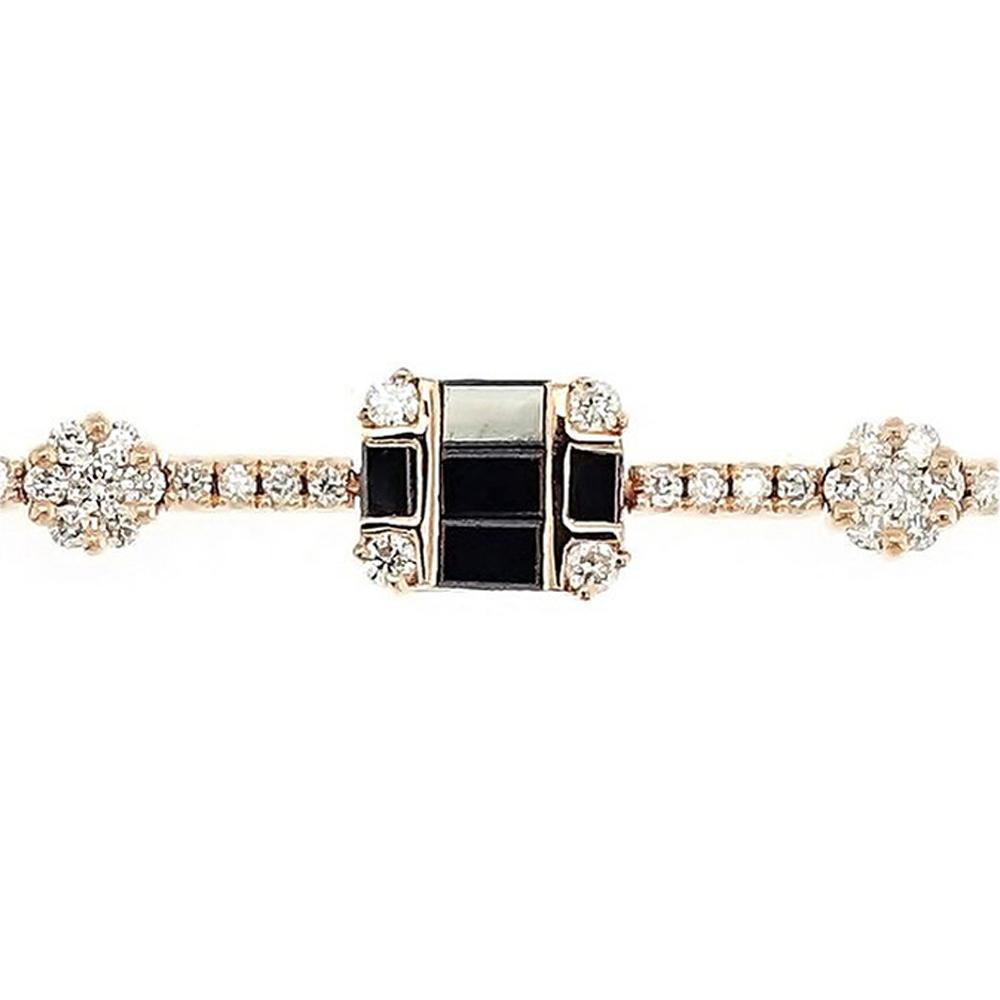 Isola Black Baguette Diamonds Bracelet in 18K Rose Gold - Kura Jewellery