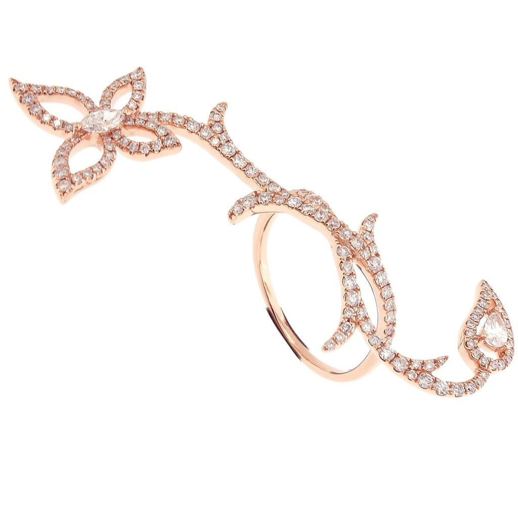 Ivy Trailing Ring with Diamonds in 18K Gold - Kura Jewellery