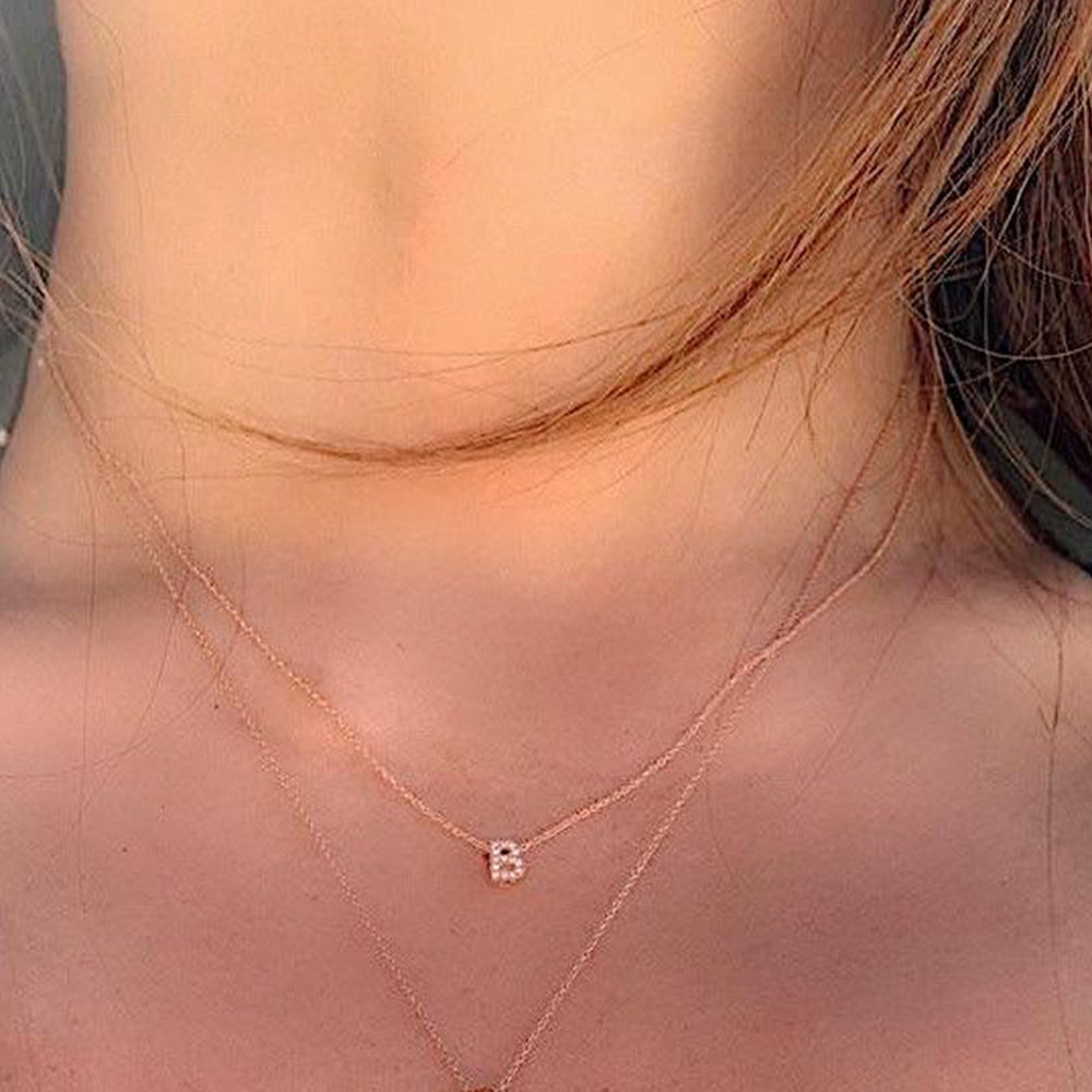Jane Alphabet Diamonds Necklace "A to Z" in 18K Gold - Kura Jewellery