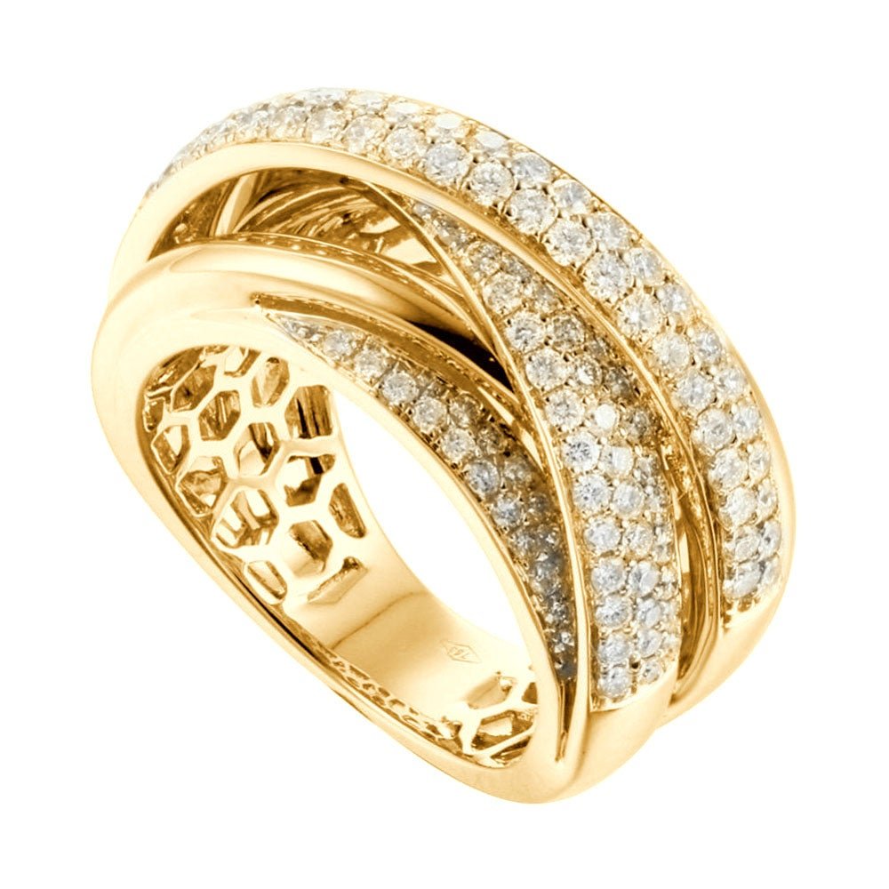 Karen CrissCross Ring Pavé Diamonds in 18K Gold - Kura Jewellery