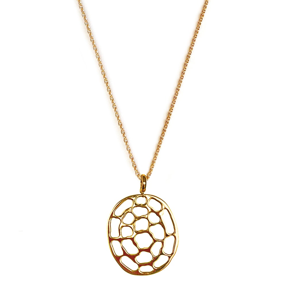 Kura Medium Logo Pendant on Figaro Light Chain in 18K Rose Gold - Kura Jewellery