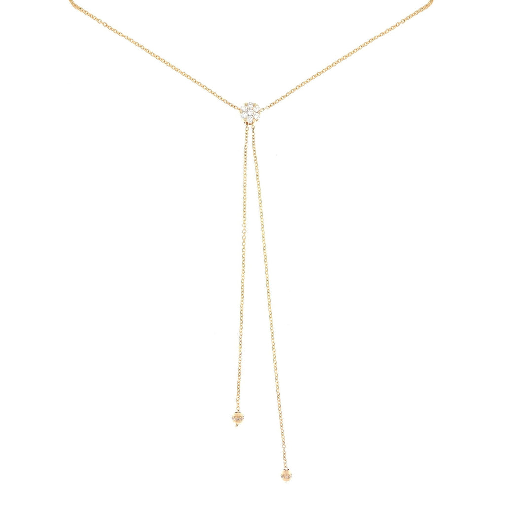 Lariat Necklace with Pave Diamonds in 18K Yellow Gold - Kura Jewellery