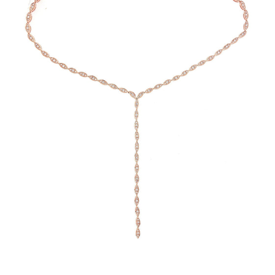 Lariat Serpenti Necklace with Diamonds in 18K Rose Gold - Kura Jewellery