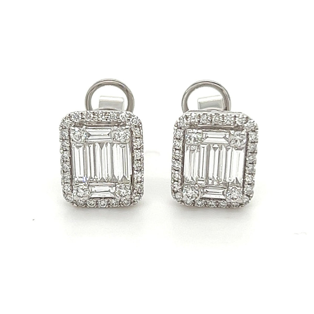 Lisa Baguette Diamond Stud Earrings in 18K White Gold - Kura Jewellery
