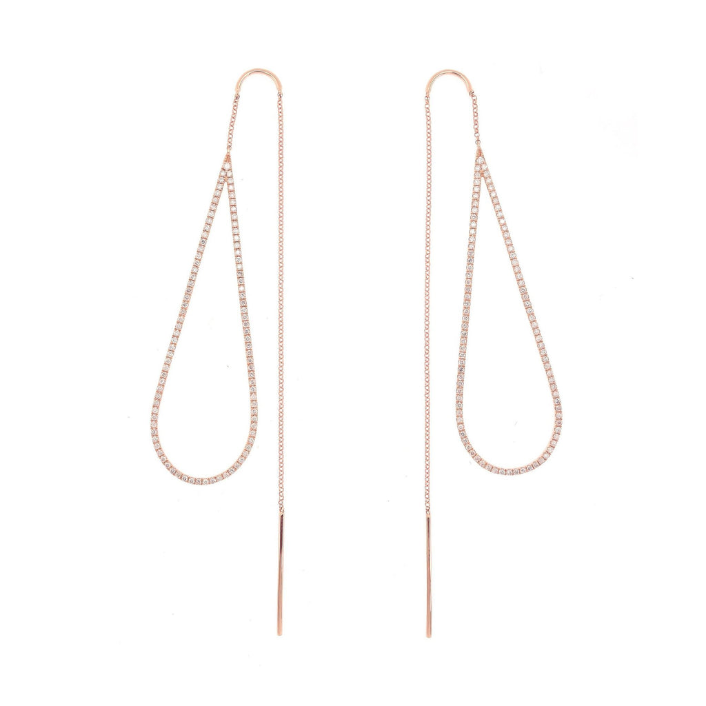 Long Earrings Tear-Drop with Diamonds in 18K Gold - Kura Jewellery