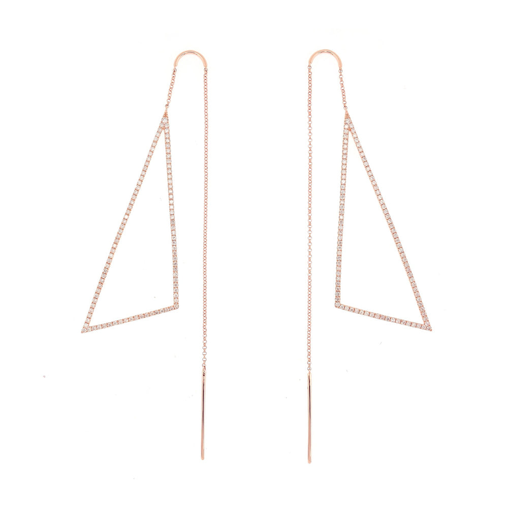 Long Earrings Triangle with Diamond in 18K Gold